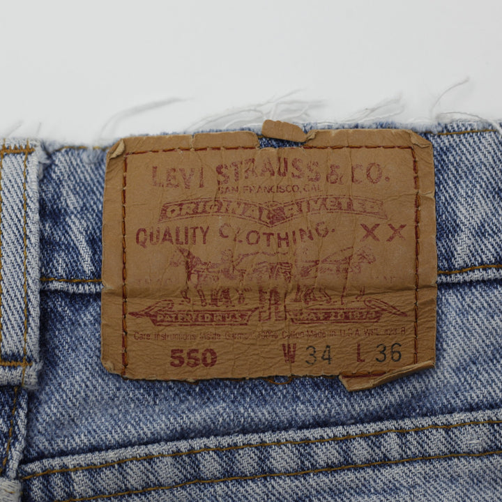 Levi 550 Washed Blue Fringe Urban Renewal Denim Shorts Size L