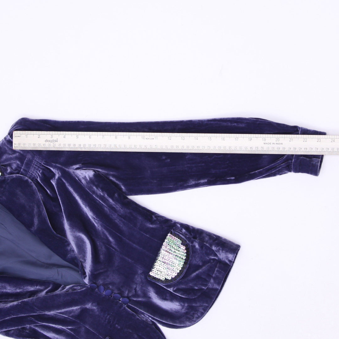 Y2K Ladies Juicy Couture Sequin Collar Silk Velvet Blazer Jacket