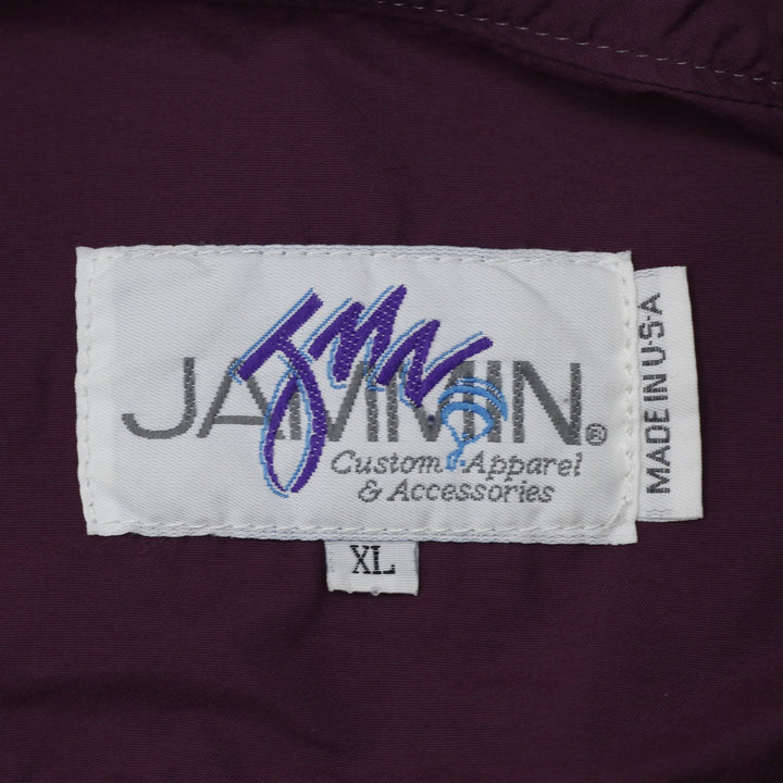 Vintage Mens Jammin Mighty Ducks Varsity Jacket Maroon White Teal Graphic | Migration_Jackets - Back View | Fashion Rerun