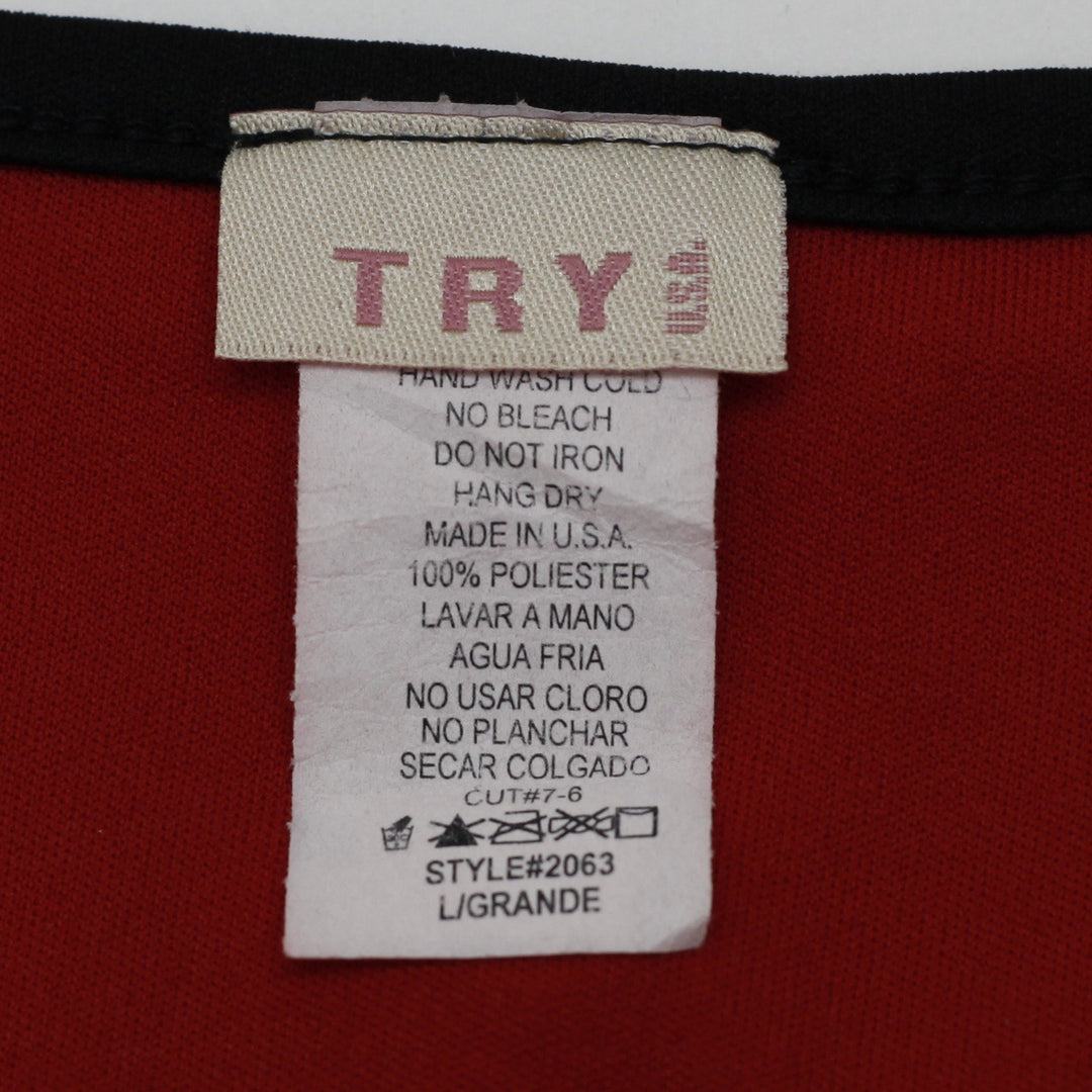Y2K Ladies TRY Camisole Red Floral Lace Trim Sheer Size L