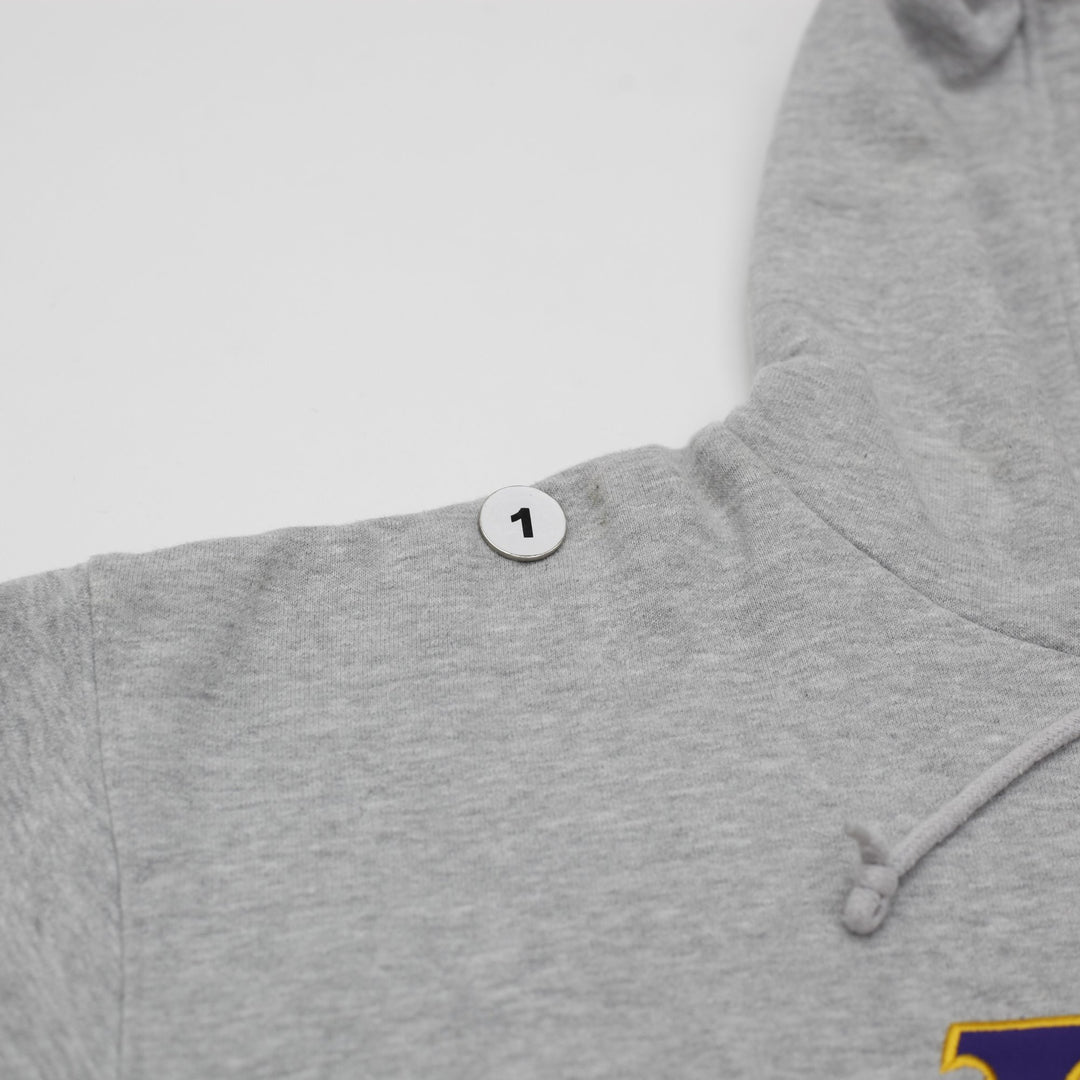 Vintage Mens Nike Lakers Hoodie Gray Sweatshirt Logo NBA Size XL