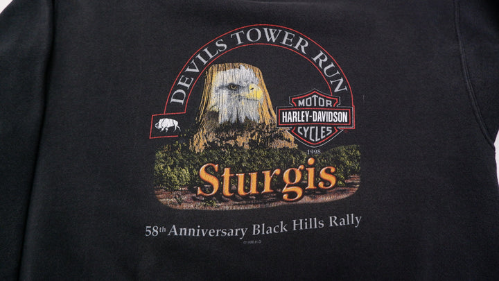 Vintage 1998 Harley-Davidson Sturgis Devils Tower Run Black Sweatshirt
