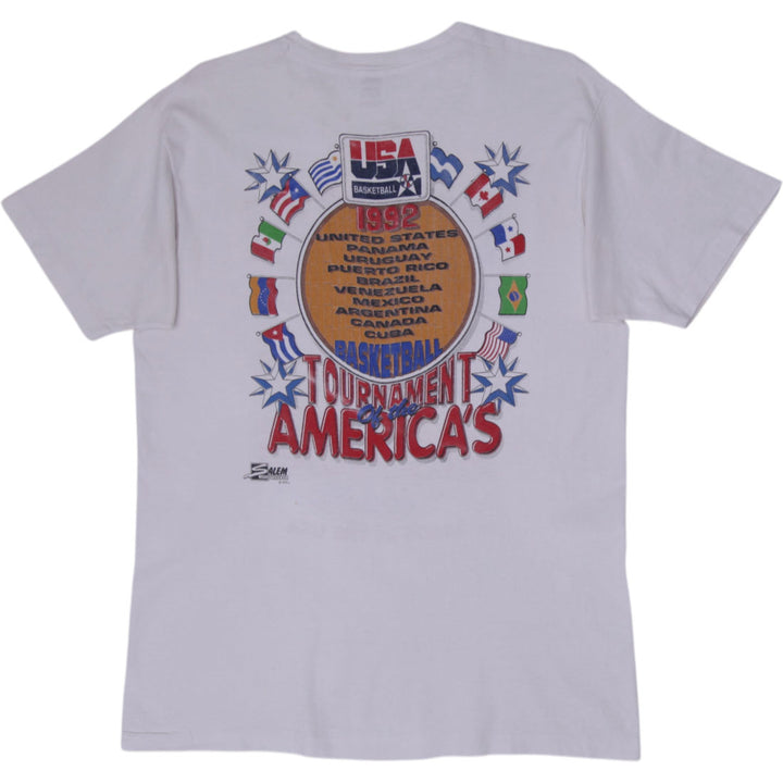 Vintage 90s Salem Sportswear USA Dream Team Caricature T-Shirt Made in USA Sz XL