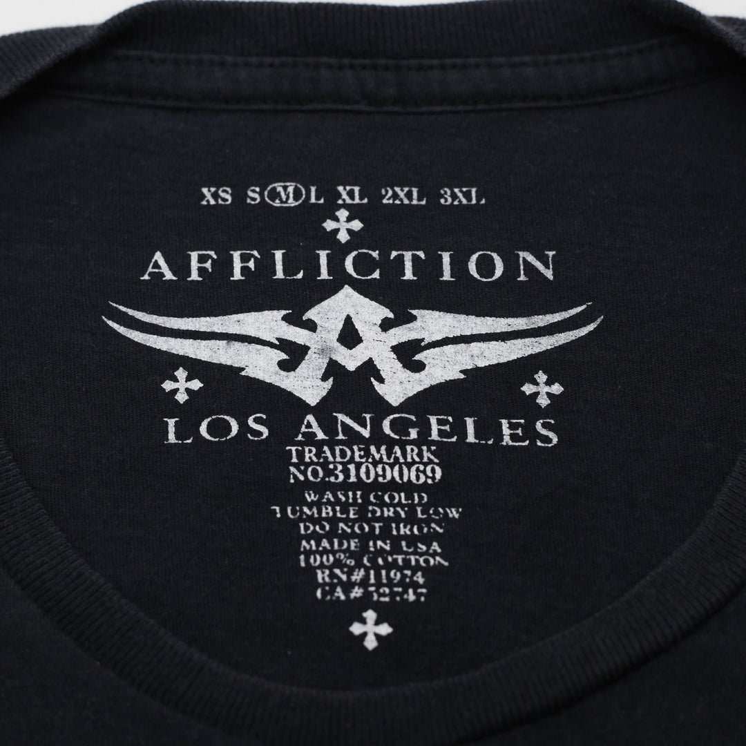 Y2K Mens Affliction Brandon Vera T-Shirt Black Graphic Design