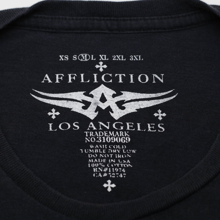 Y2K Mens Affliction Brandon Vera T-Shirt Black Graphic Design