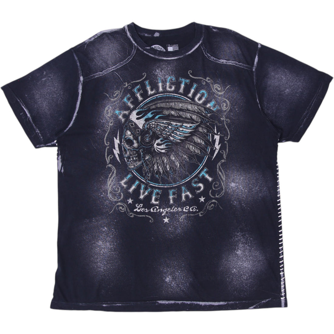 Y2K Mens Affliction Skull Wings Graphic T-Shirt Size 3XL | Migration_T-Shirts | Fashion Rerun