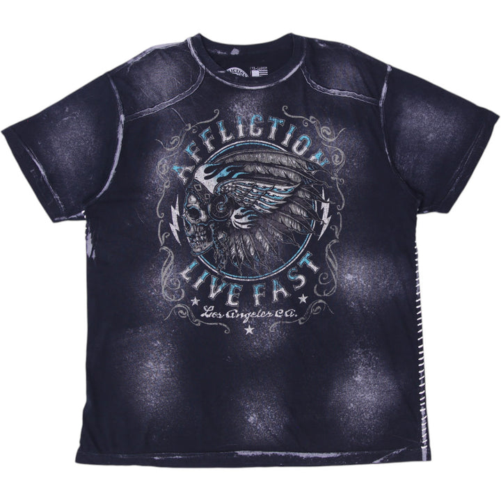 Y2K Mens Affliction Skull Wings Graphic T-Shirt Size 3XL | Migration_T-Shirts | Fashion Rerun