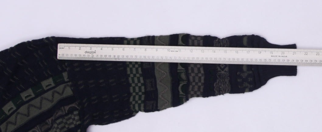 Vintage Rapp Cardigan Navy Green Geometric Knitwear Medium Made In Australia | Migration_Knitwear & Sweaters | Fashion Rerun