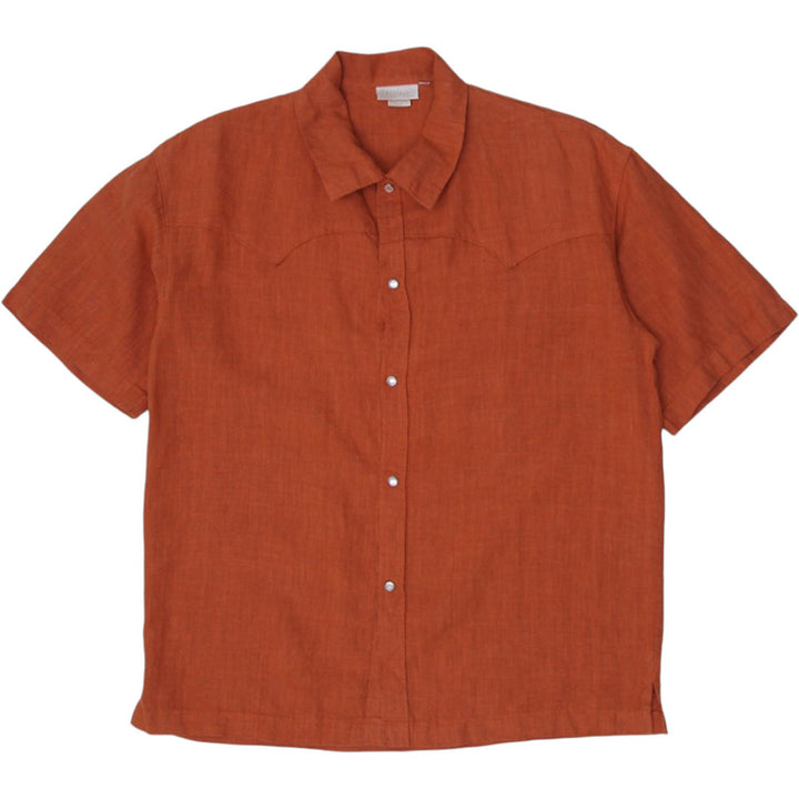 Vintage Mens Sweetgrass Western Shirt Rust Linen Relaxed Fit