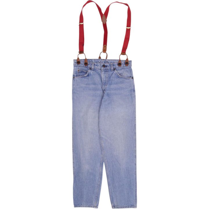 Vintage 80s Orange Tab Jeans 31x30 Made in USA 40552 Suspender Buttons Tapered