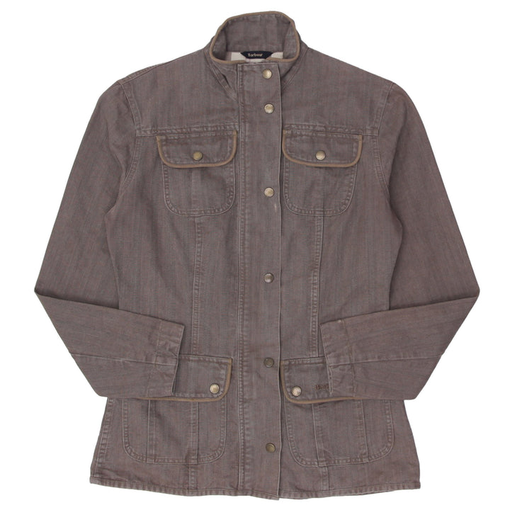Ladies Barbour Full Zip Button Natural Weathered Jacket