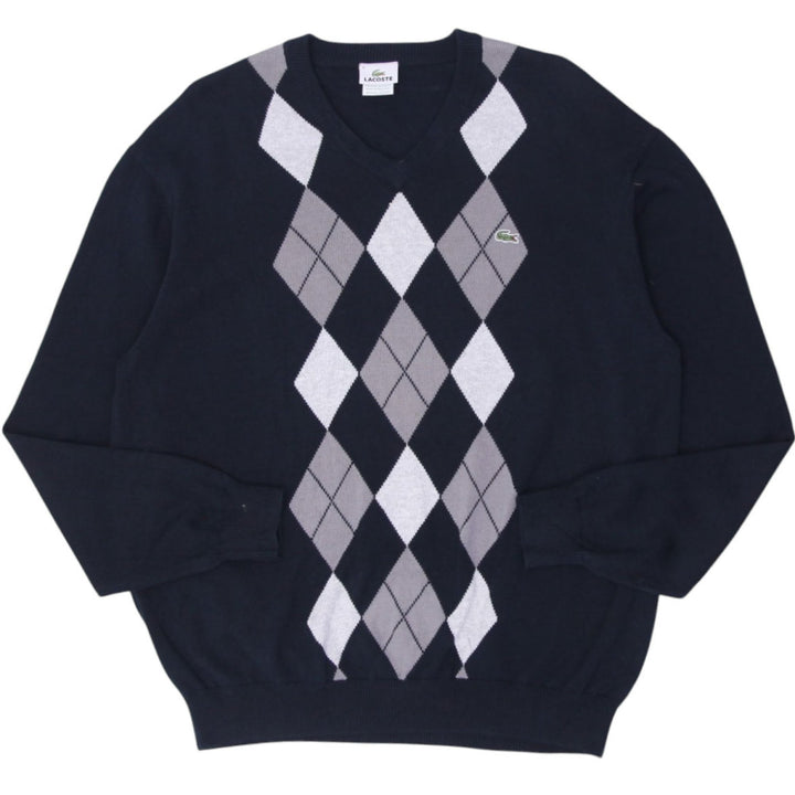 Mens Lacoste Argyle Pattern V-Neck Knitted Sweater