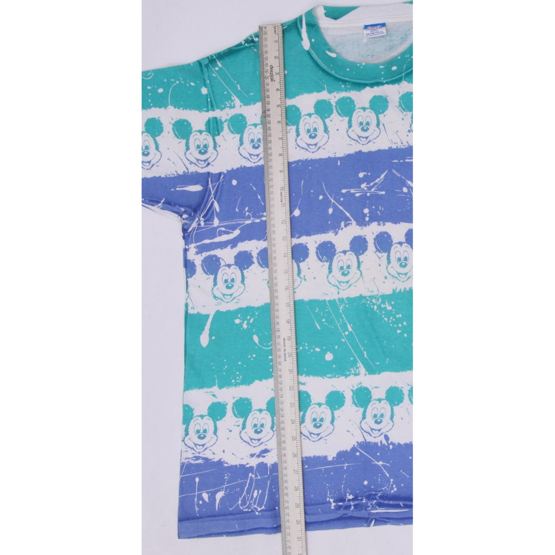 Vintage 90s Disney Mickey Mouse All Over Print Single Stitch Made In USA T-Shirt