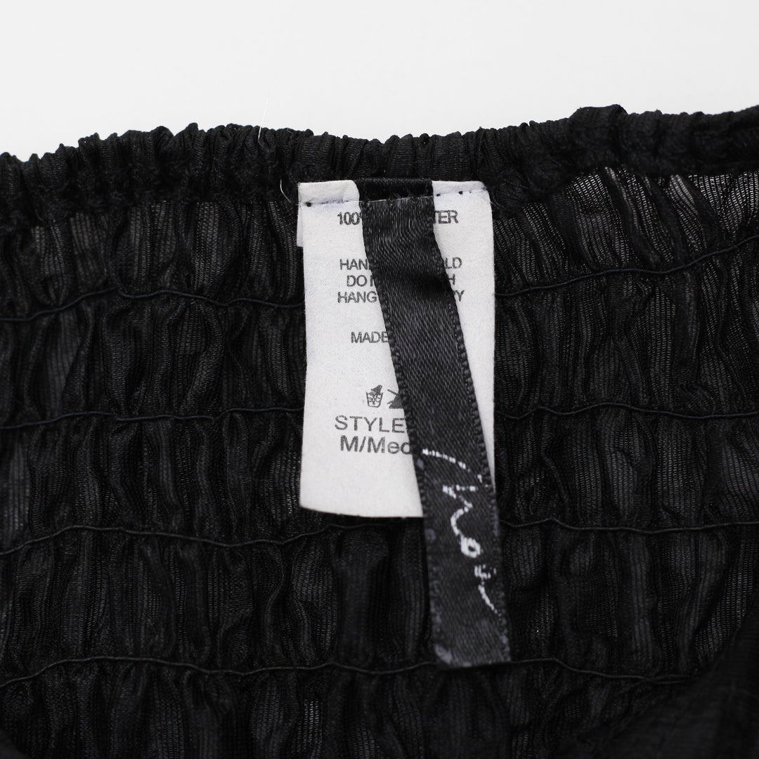 Y2K Ladies Black Halter Top Ruffle Plunge Neck Size M
