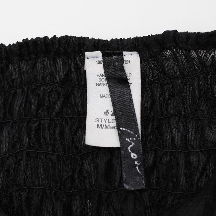 Y2K Ladies Black Halter Top Ruffle Plunge Neck Size M