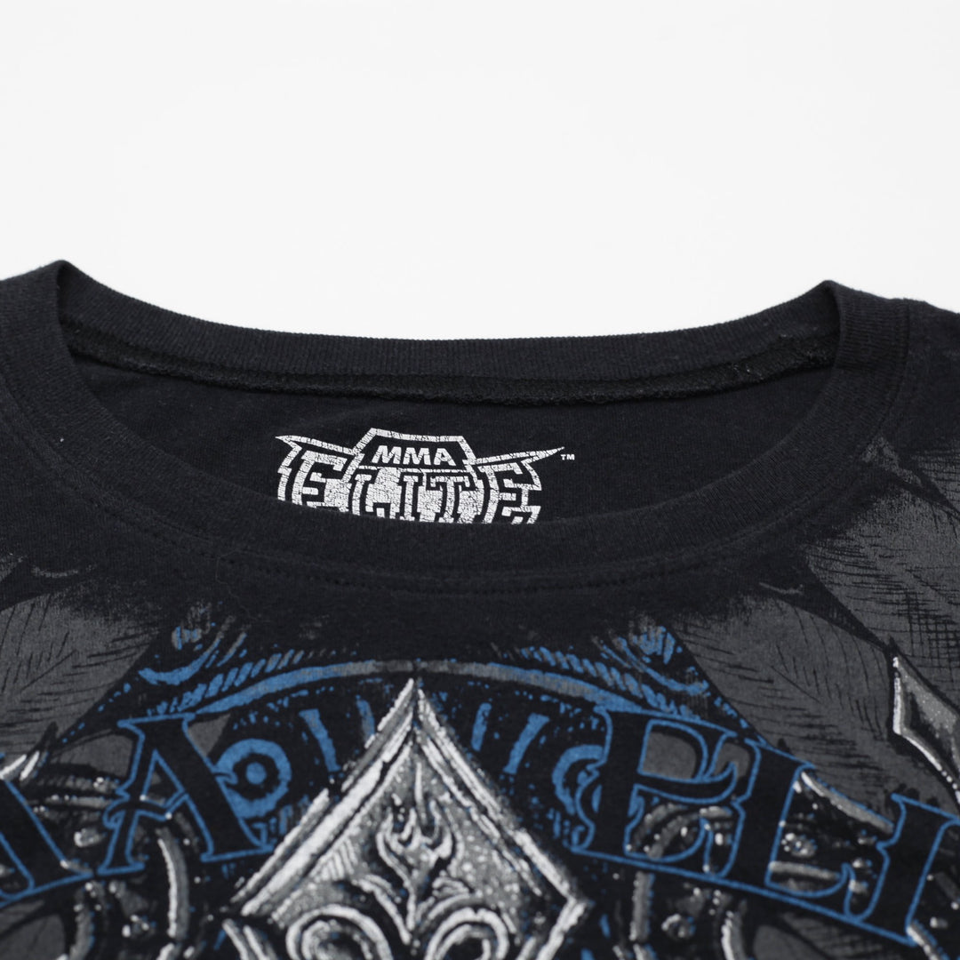 Y2K Mens MMA Elite T-Shirt Black Graphic Long Sleeve Size L