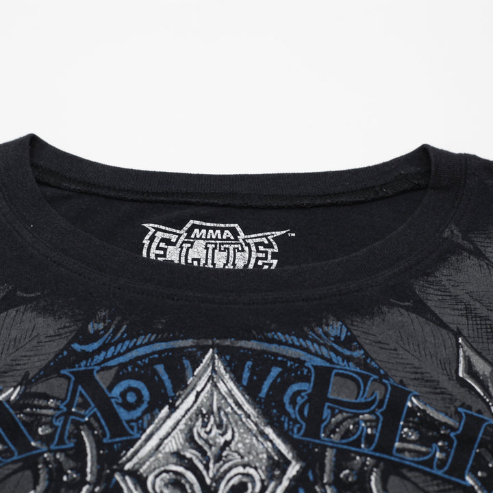 Y2K Mens MMA Elite T-Shirt Black Graphic Long Sleeve Size L