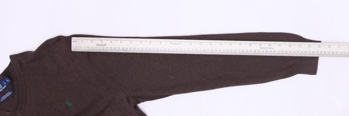 Vintage Mens Ralph Lauren Brown V-Neck Cotton Sweater Size L | Migration_Knitwear & Sweaters - View 8 | Fashion Rerun