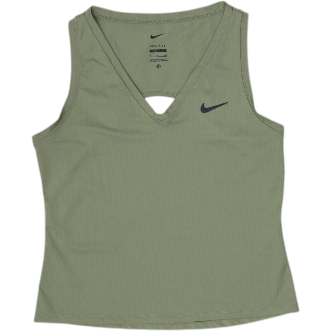 Ladies Nike Dri-FIT Tank Top Olive Green Slim Fit Sportswear