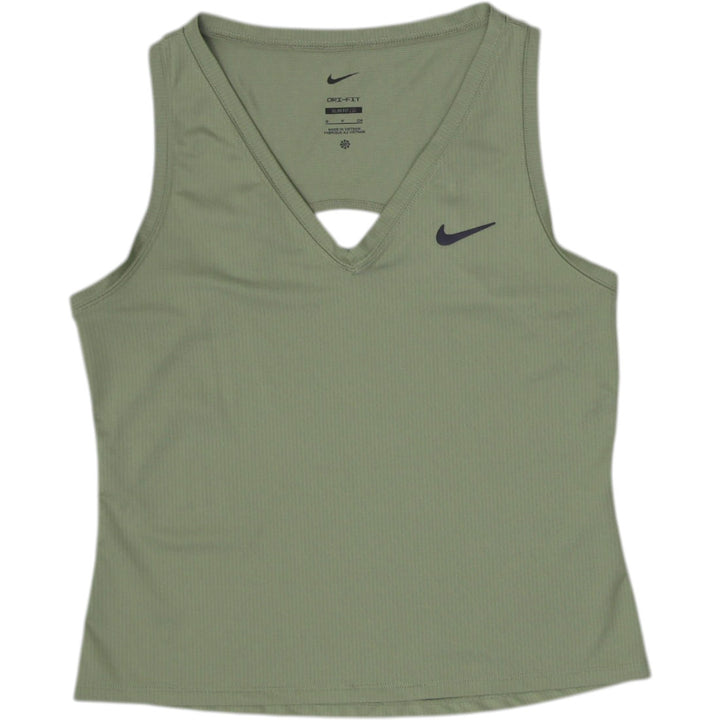 Ladies Nike Dri-FIT Tank Top Olive Green Slim Fit Sportswear