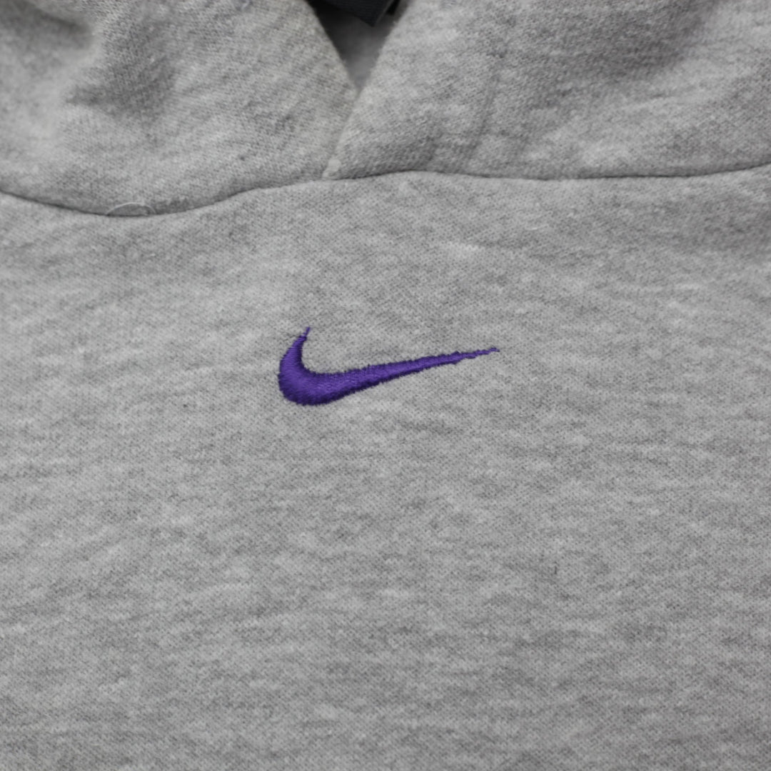 Vintage Mens Nike Lakers Hoodie Gray Sweatshirt Logo NBA Size XL