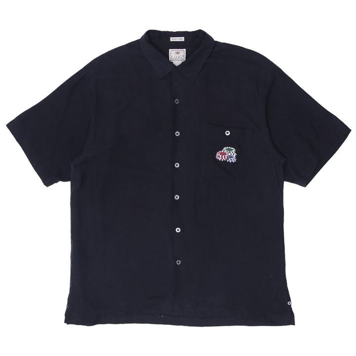 Mens Luau Finest Silk Royal Flush Poker Cards Chips Embroidered Shirt - Fashion Rerun Vintage Migration_Shirt