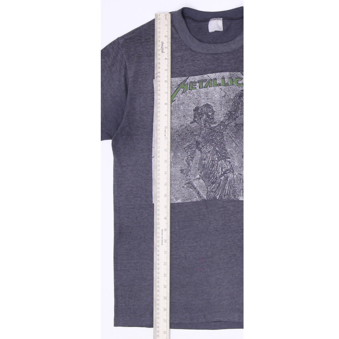 Vintage 1980s Metallica Lady Justice Album Graphic Band Dark Gray T-Shirt
