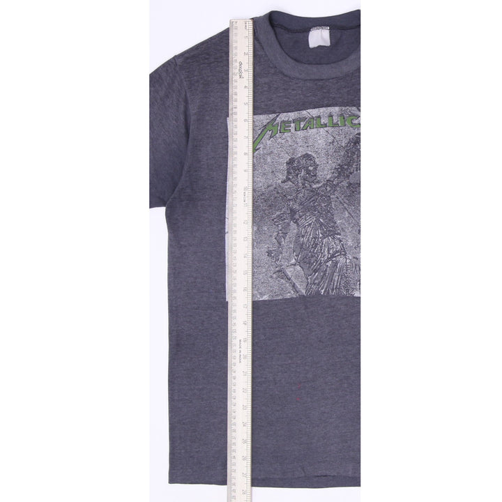 Vintage 1980s Metallica Lady Justice Album Graphic Band Dark Gray T-Shirt