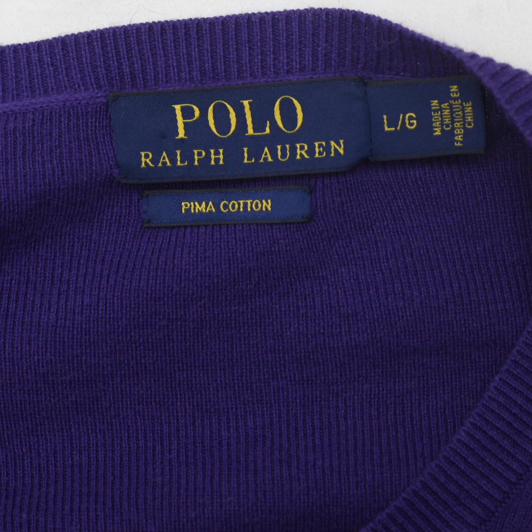 Mens Polo Ralph Lauren Purple V-Neck Pima Cotton Sweater | Migration_Knitwear & Sweaters RL Collection - Back | Fashion Rerun