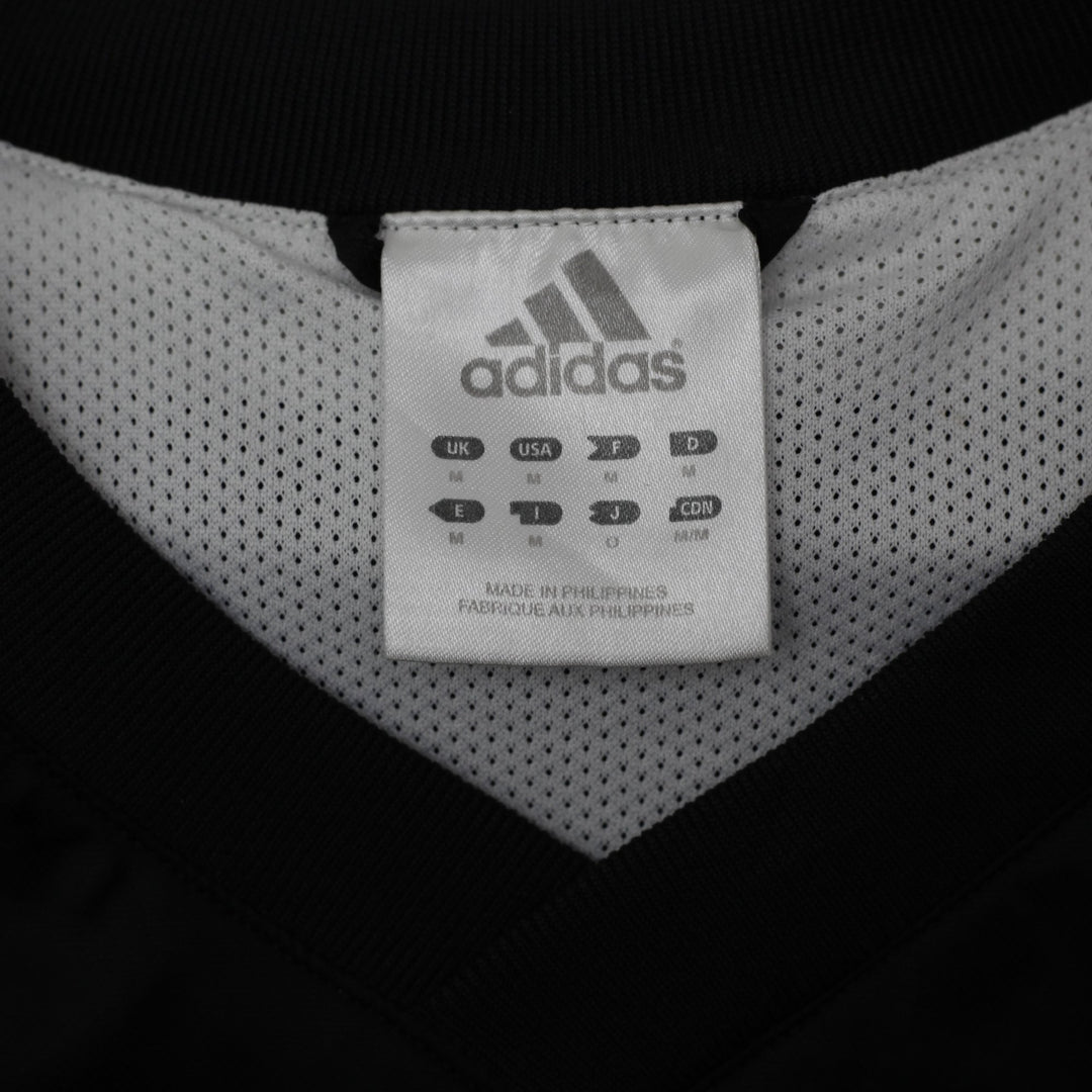 Vintage Adidas V-Neck Windbreaker Pullover Black White Striped Jacket Size M | Migration_Jackets - Back View | Fashion Rerun
