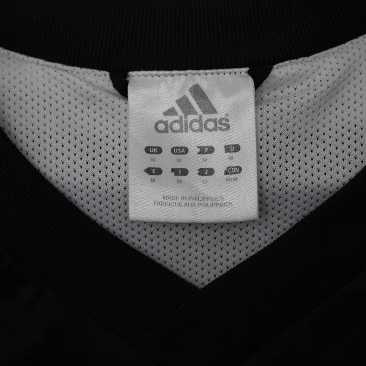 Vintage Adidas V-Neck Windbreaker Pullover Black White Striped Jacket Size M | Migration_Jackets - Back View | Fashion Rerun