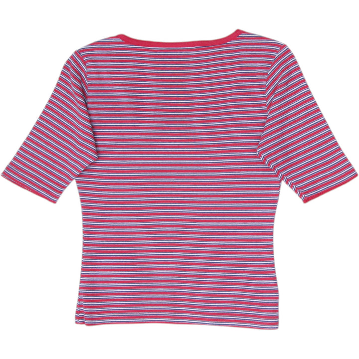 Y2K Ladies Canyon River Blues Striped Square Neck Tee Size M