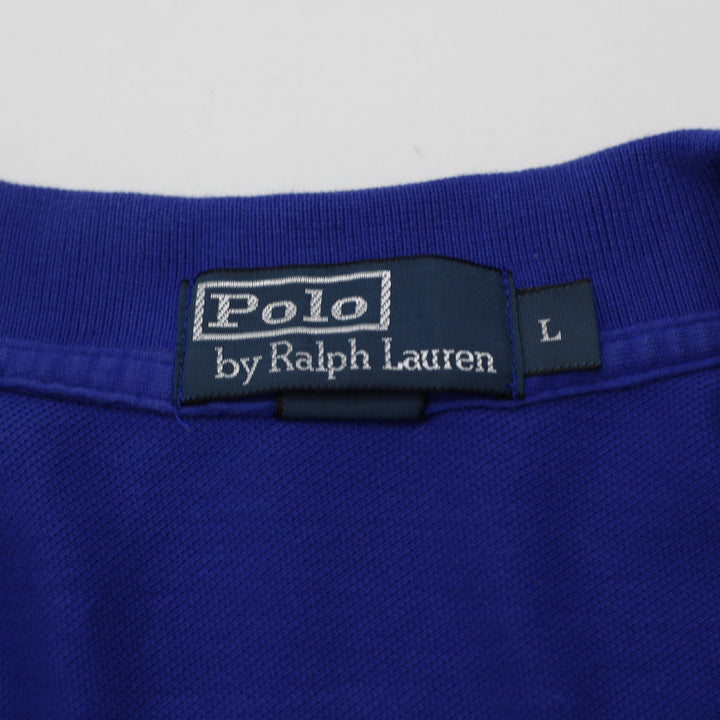 Mens Polo Ralph Lauren Long Sleeve Polo T-Shirt Blue Cotton Casual Size L