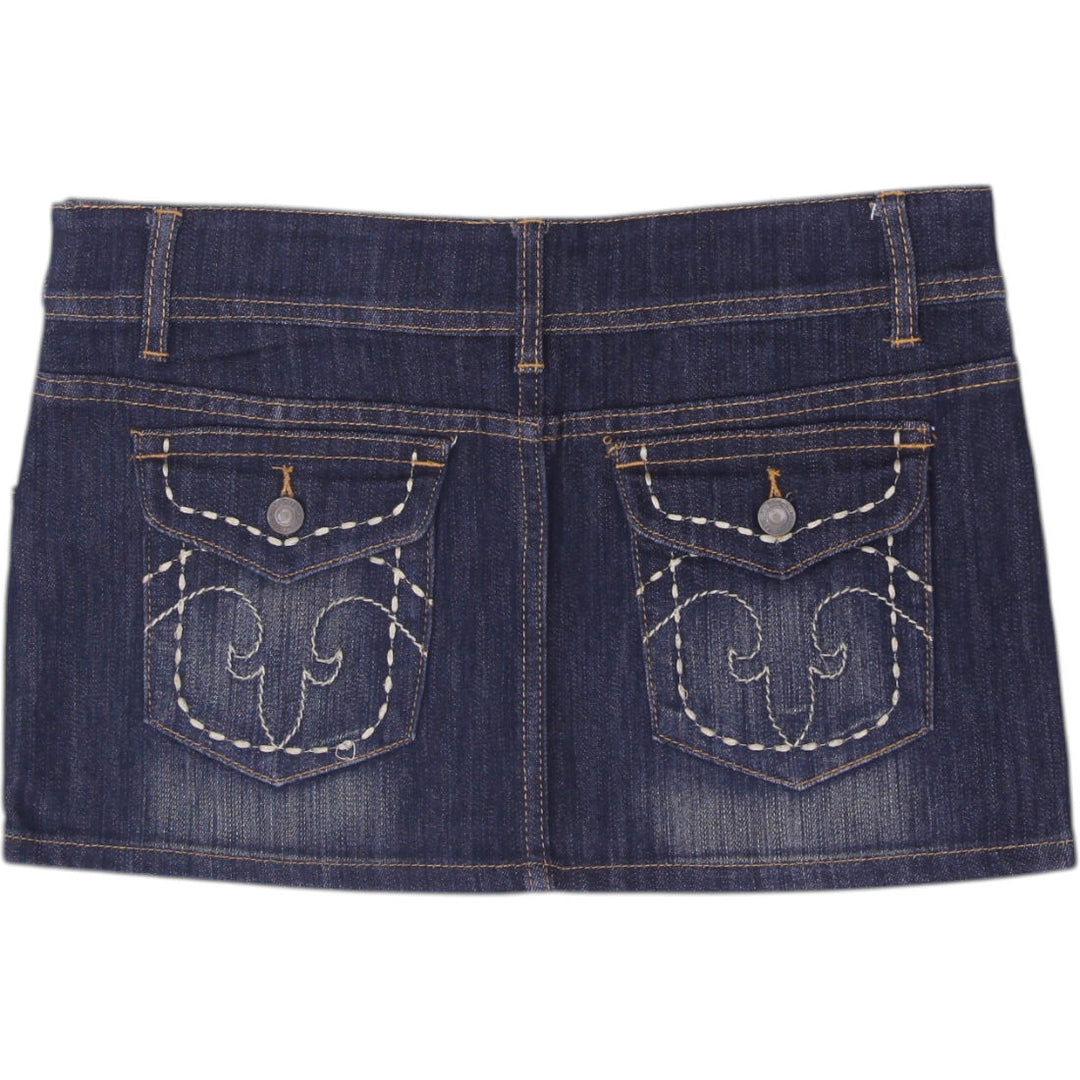 Y2K Ladies Cookie Jeans Low Rise Studded Denim Micro Mini Skirt Size L