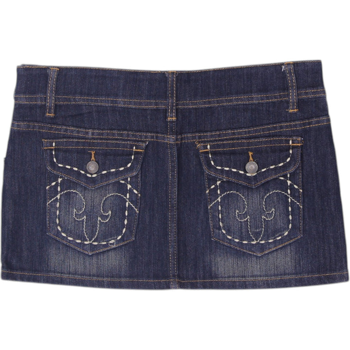 Y2K Ladies Cookie Jeans Low Rise Studded Denim Micro Mini Skirt Size L