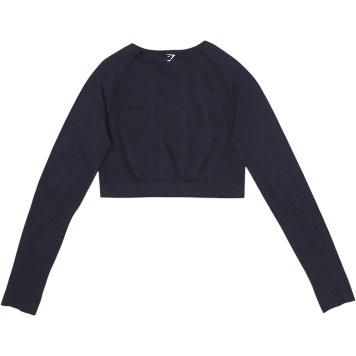 Ladies Gymshark Crop Sweater Black Long Sleeve Athletic Wear Size XL