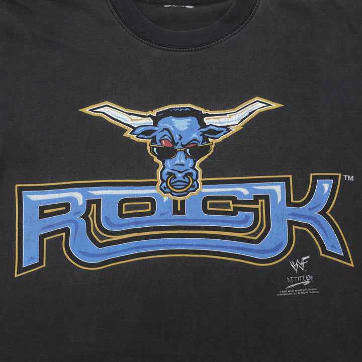 Vintage Mens 1999 The Rock WWF Shirt Brahma Bull Graphic Wrestling T-Shirt