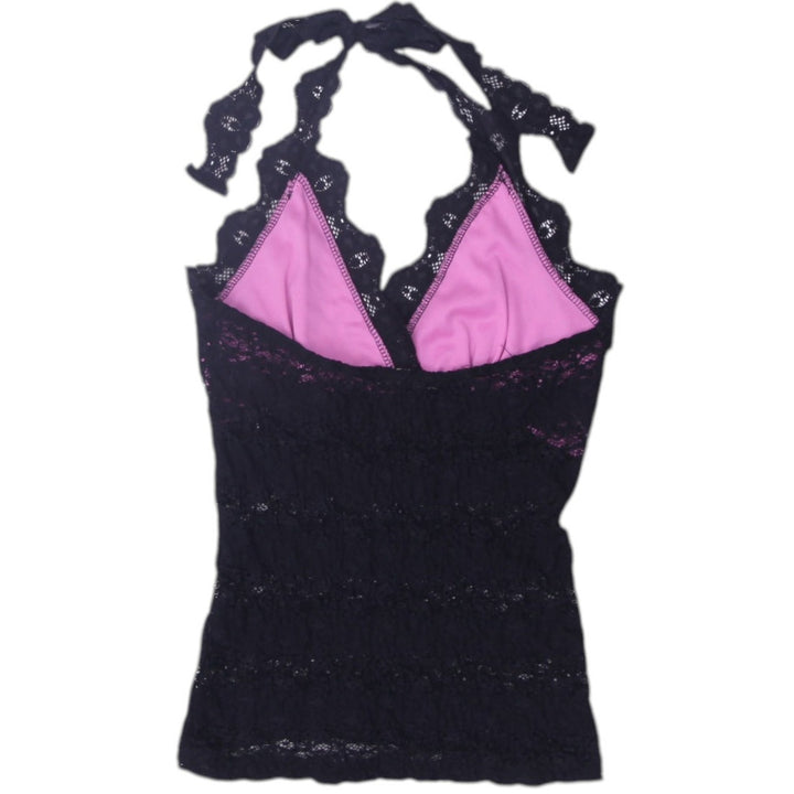 Y2K Ladies Sirens Black Halter Lace Top | Migration_Y2K Tops - Side View | Fashion Rerun