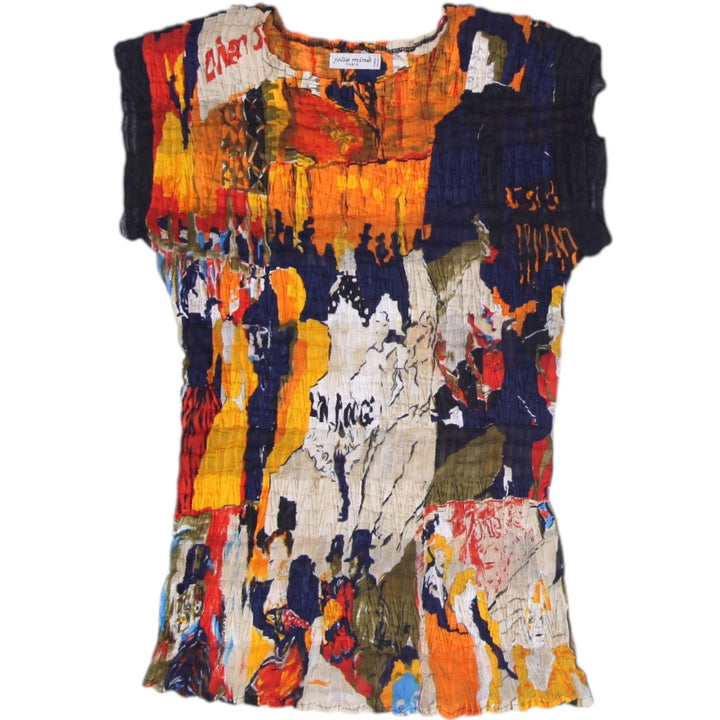 Y2K Ladies Jolie Mine Multicolor Abstract Patchwork Graphic Grunge Top