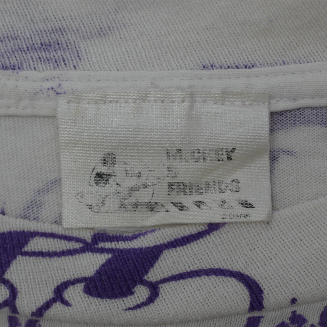 Vintage 90s Disney Mickey Mouse All Over Print T-Shirt Neon Gradient Made in Canada OS Single Stitch
