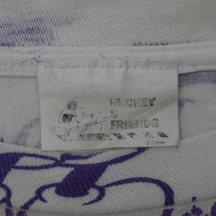 Vintage 90s Disney Mickey Mouse All Over Print T-Shirt Neon Gradient Made in Canada OS Single Stitch