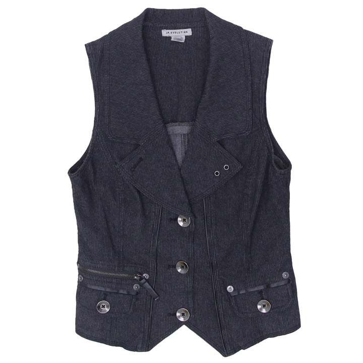 Y2K Ladies JP. Evolution Striped Denim Vest - Fashion Rerun Vintage Migration_Tops