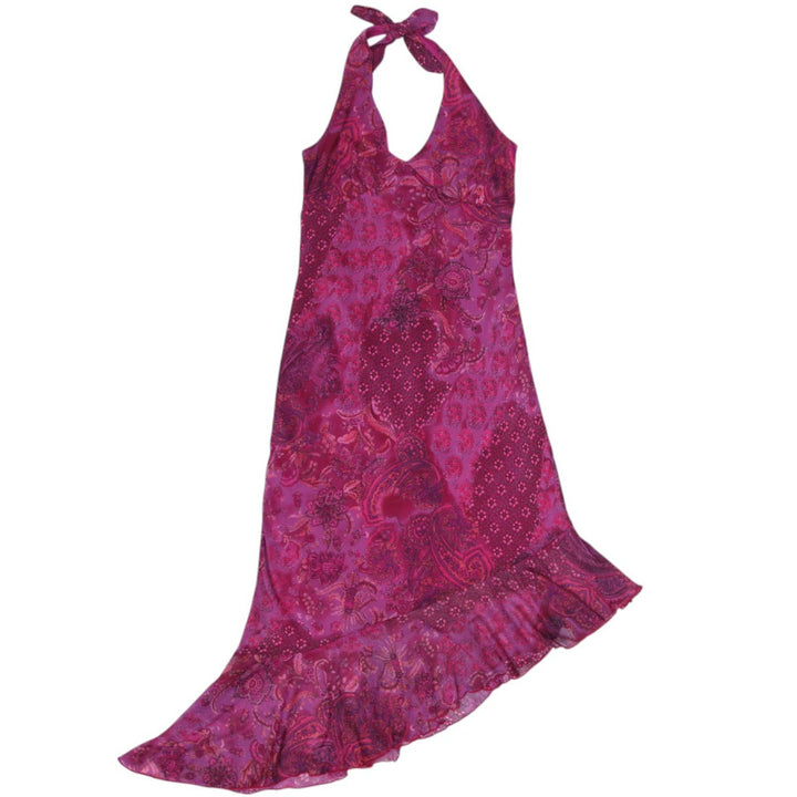 Y2K Ladies City Triangles Paisley Halter Midi Dress Size S