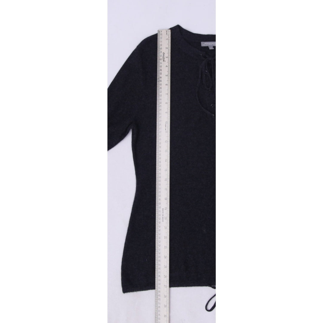 Retro Ladies Neiman Marcus Cashmere Sweater Black Lace Up Soft Knit Size M