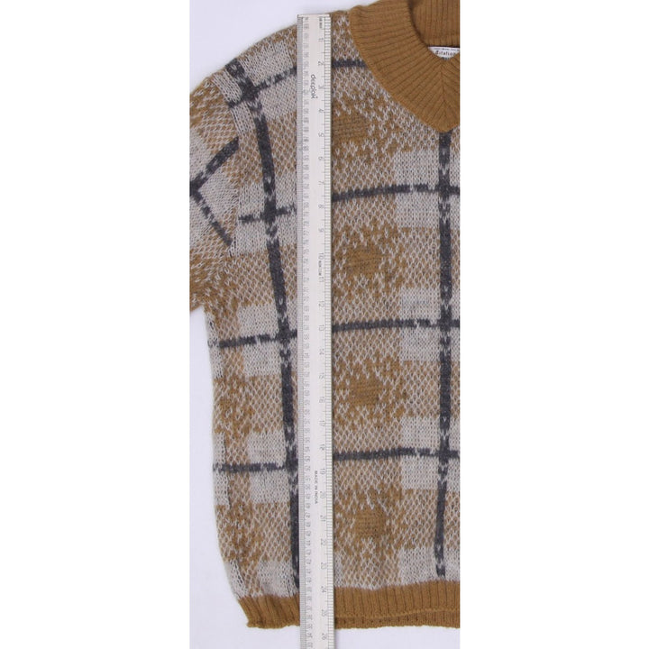 Vintage Mens Citation Club Puritan Sweater Brown Pattern Wool Mohair