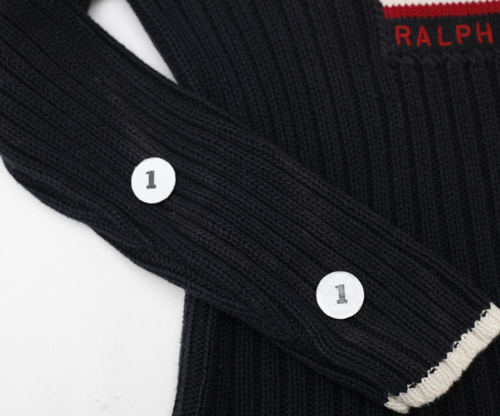 Vintage Ladies Polo Jeans Co. Ralph Lauren American Flag Knit Black Sweater M