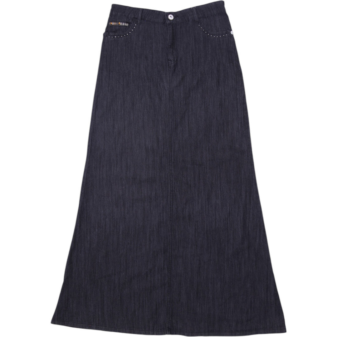 Y2K Ladies GIOVANA Dark Wash Studded Denim Maxi Skirt