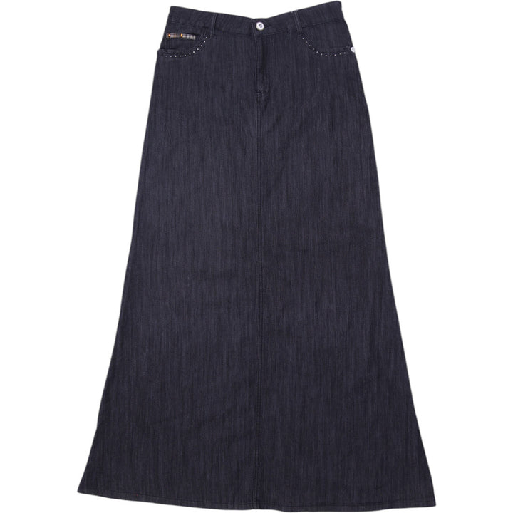 Y2K Ladies GIOVANA Dark Wash Studded Denim Maxi Skirt