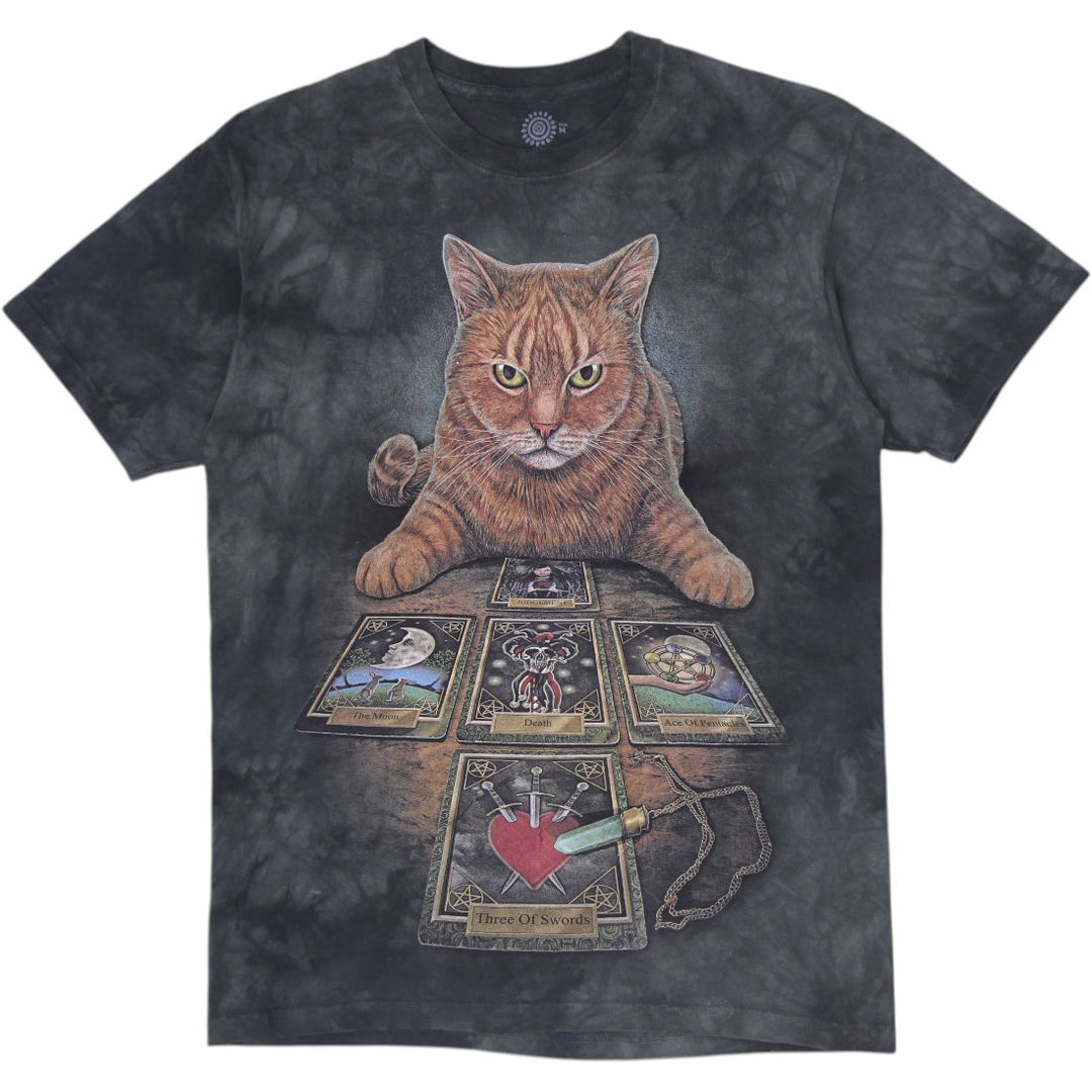 Mens The Mountain "The Reader" Cat Tarot Tie-Dye T-Shirt Size M