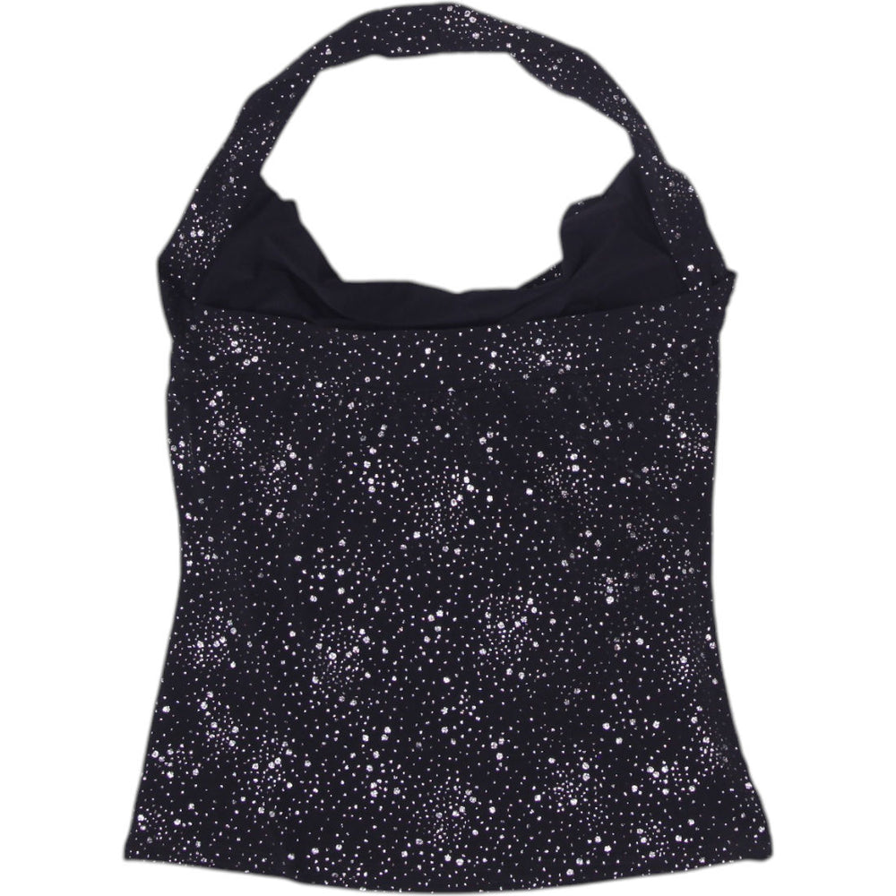 Y2K Ladies Glitter Party Wear Halter Top Size XS | Migration_Y2K Tops - Side View | Fashion Rerun